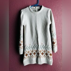 Little Lass White Sweater with Brown and Green Accents